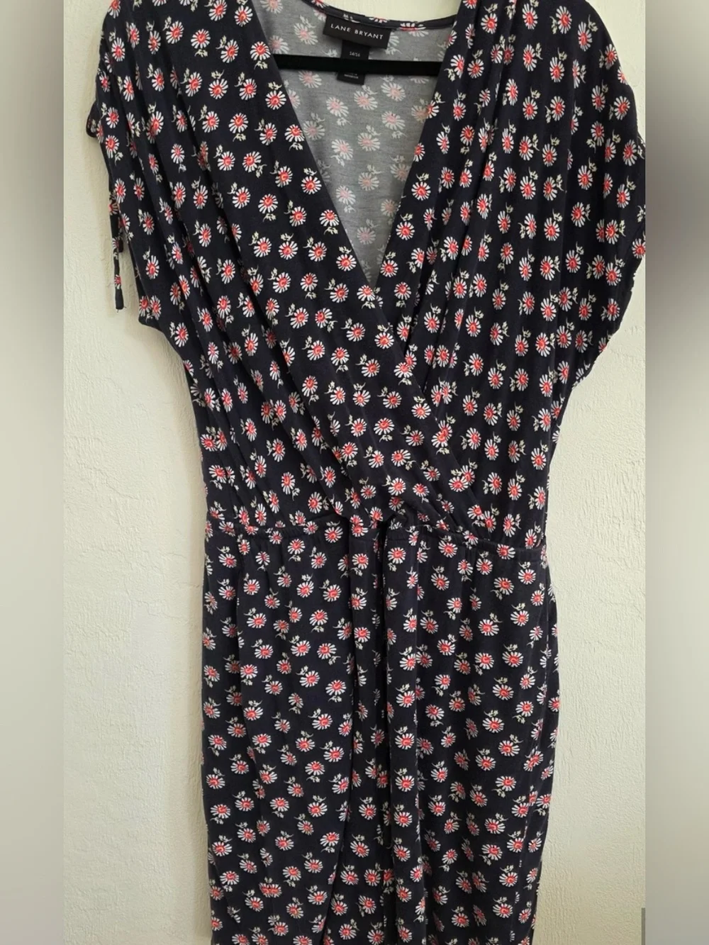 Lane Bryant Navy Romper with Pink/Orange Floral Print Size-14-16